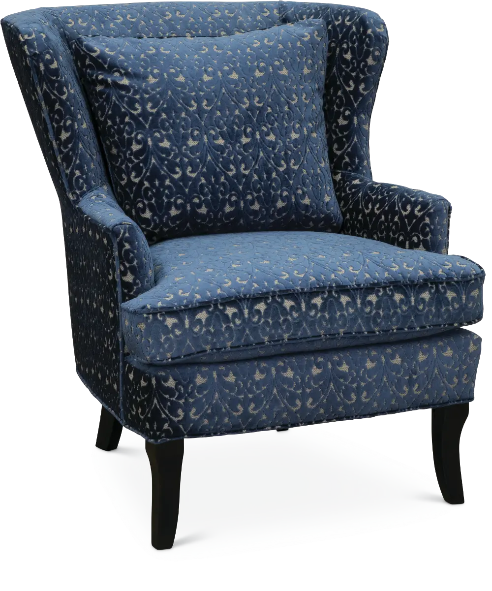 Blue and Cream Wing Back Chair - Reader-1