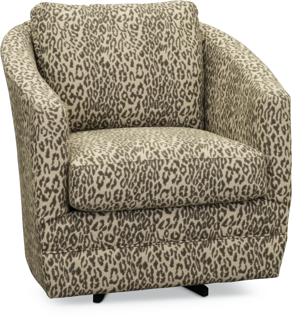 Cream and Gray Steel Cat Swivel Accent Chair-1