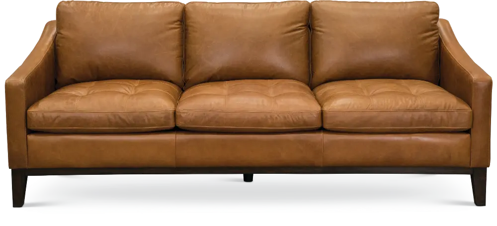 Mid Century Modern Chestnut Brown Leather Sofa - Monza-1