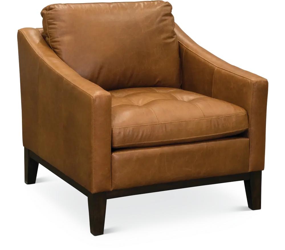 Mid Century Modern Chestnut Brown Leather Chair - Monza-1