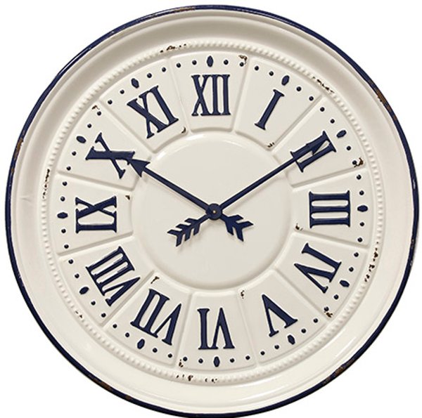 Clocks Home Decor Furniture Rc Willey White And Navy Blue Painted Metal Indigo Wall Clock