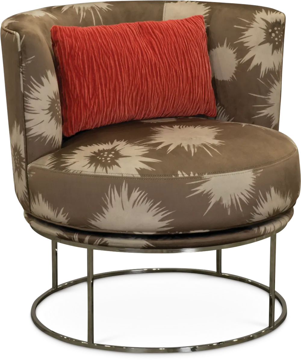 Modern Contemporary Hibiscus Brown Swivel Chair - Lorimer-1