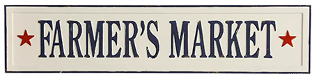 Navy Blue and White Metal Farmer's Market Sign Wall Decor-1