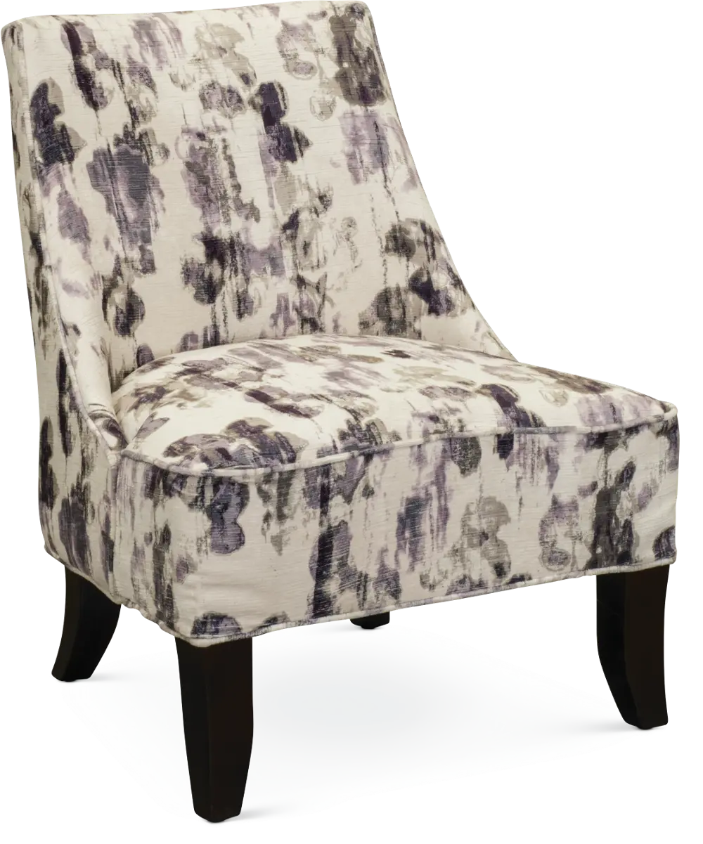 Armless Cream and Plum Accent Chair - Diana-1