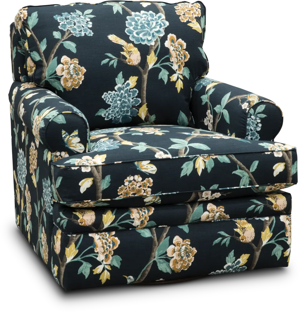 225-462/D154286 Helene Floral Swivel Glider Accent Chair - Roxie-1