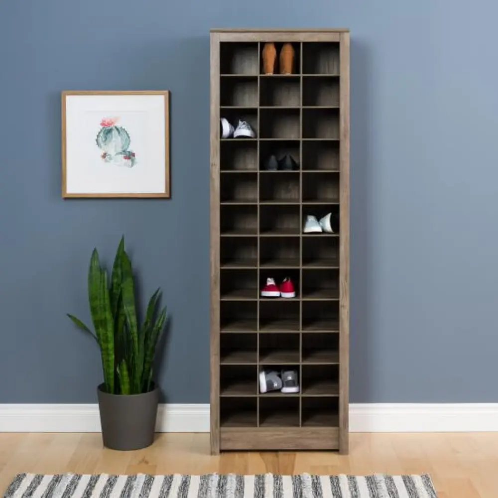 Drifted Gray Shoe Storage Cabinet - Space-Saving-1