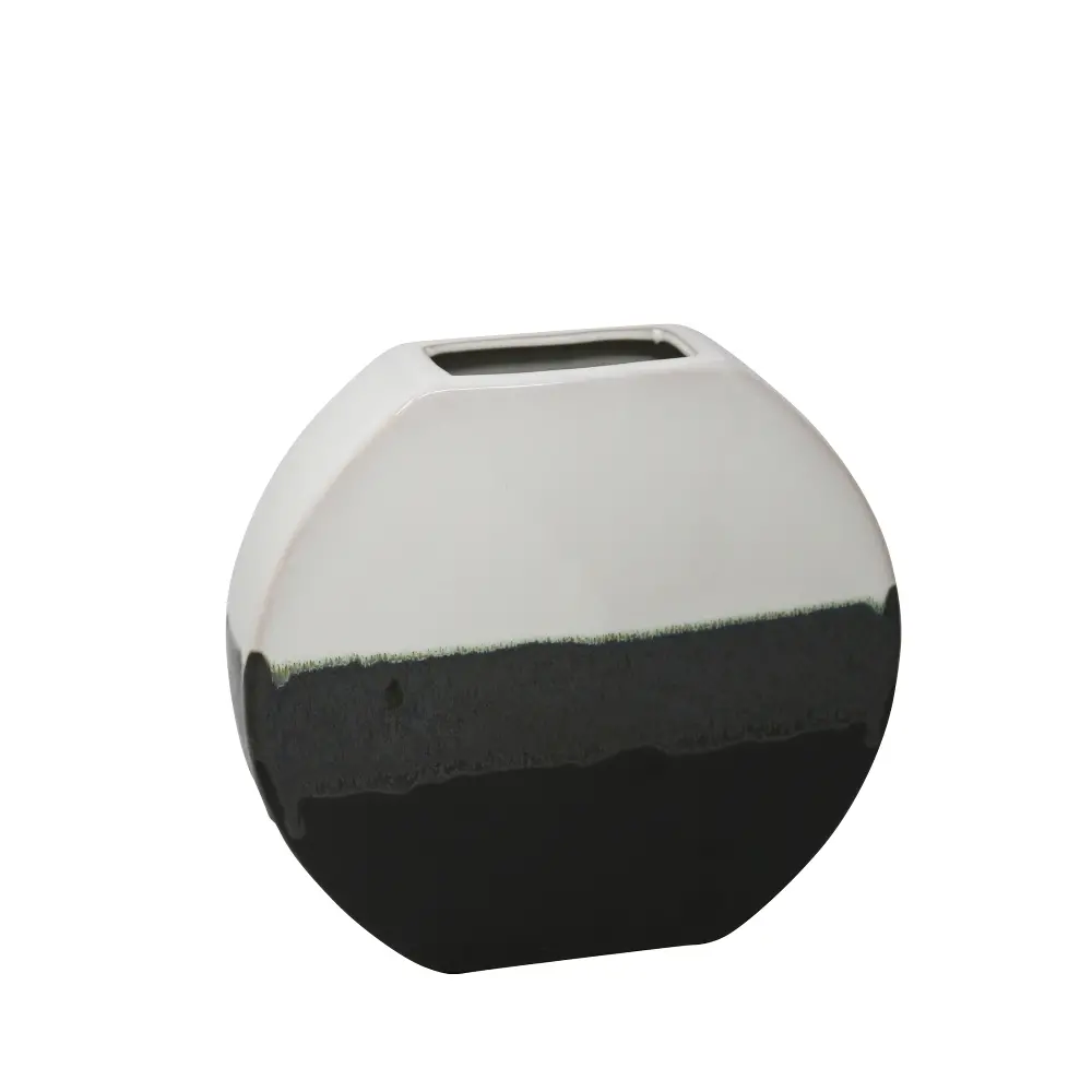 10 Inch White and Black Ceramic Vase-1
