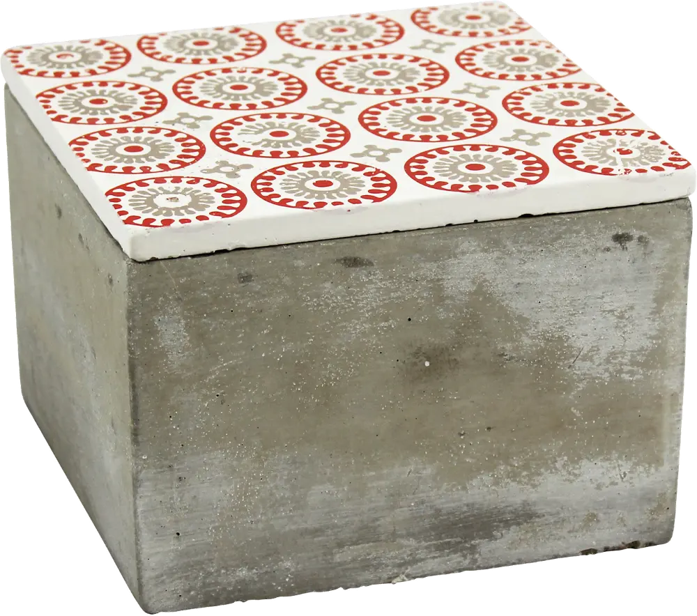 Cement Box with Red and Gray Lid-1