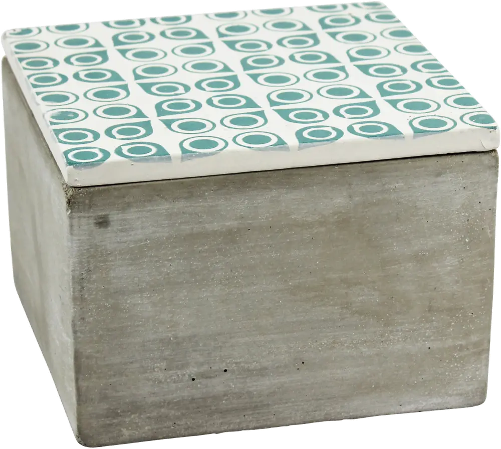 Distressed Cement Box with Ivory and Green Lid-1