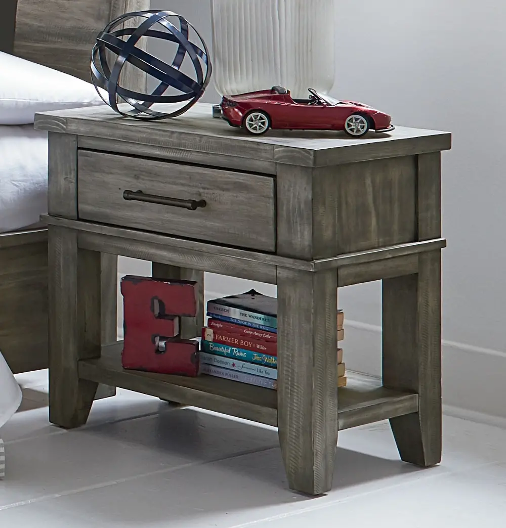 Rustic Casual Gray Youth Nightstand - Nelson-1