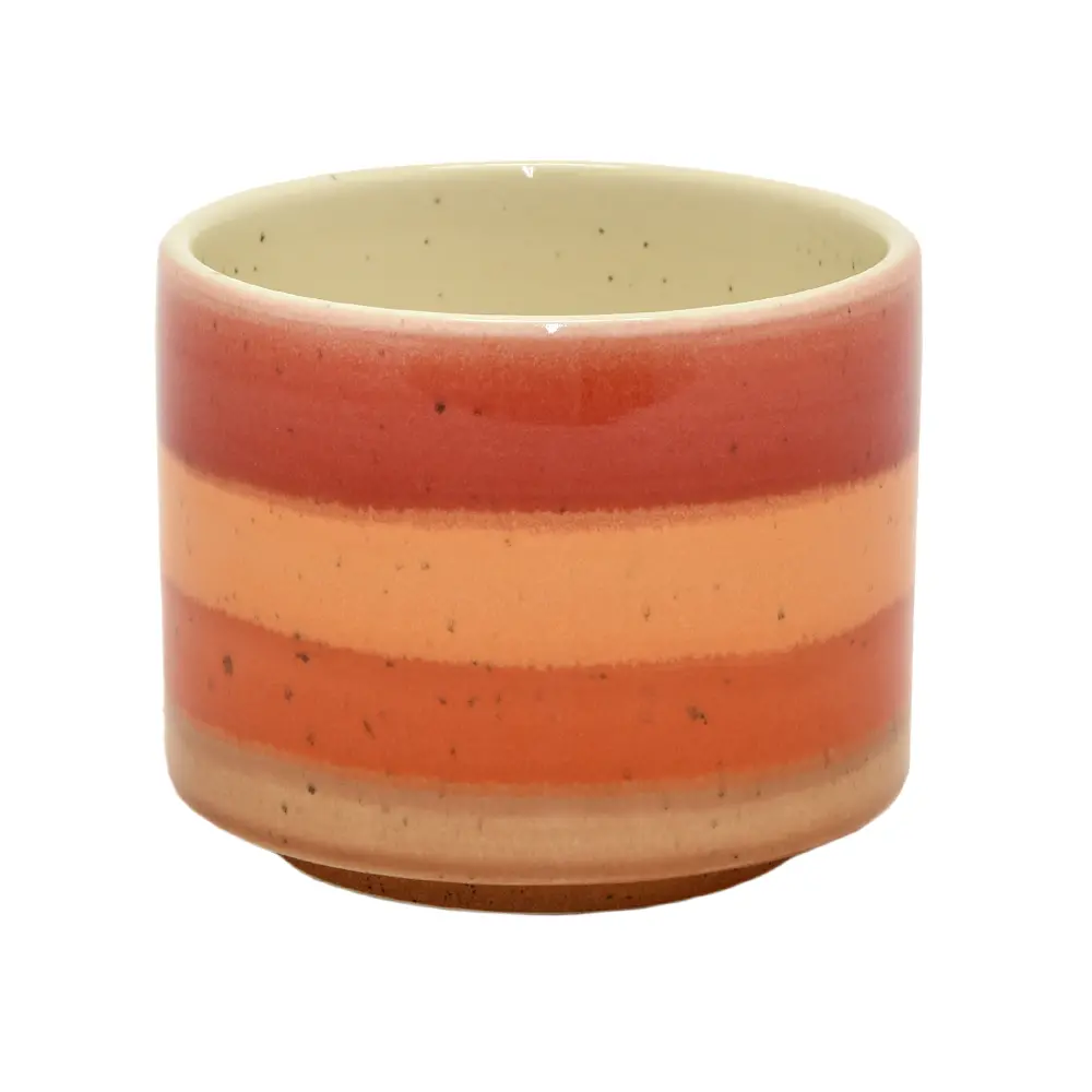 Red and Orange Striped Ceramic Planter-1