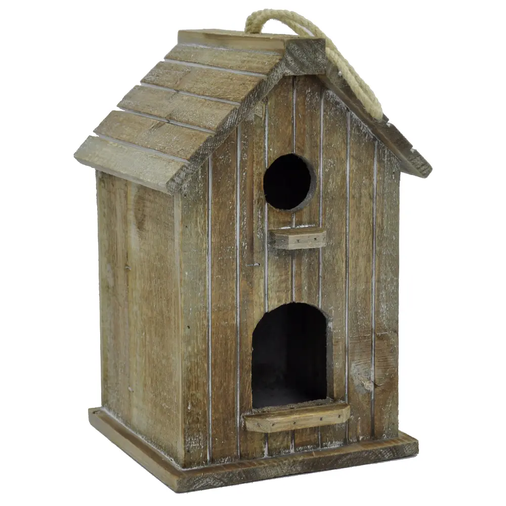11 Inch Tall Wood Hanging Birdhouse-1
