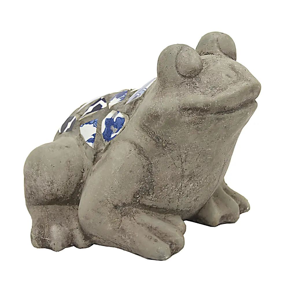 Terracotta Smiling Garden Frog Decoration With Mosaic-1