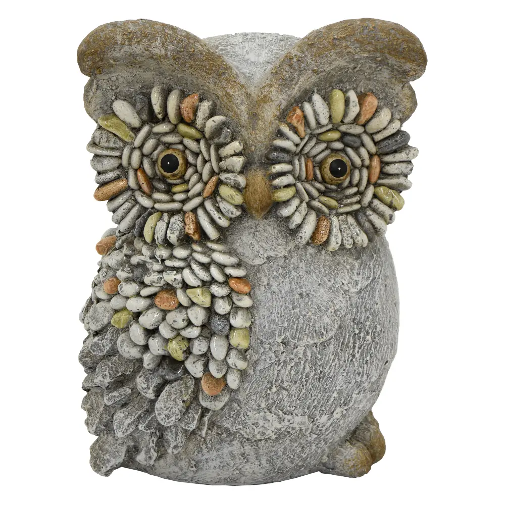 Resin Wide Eyed Owl Garden Figurine-1