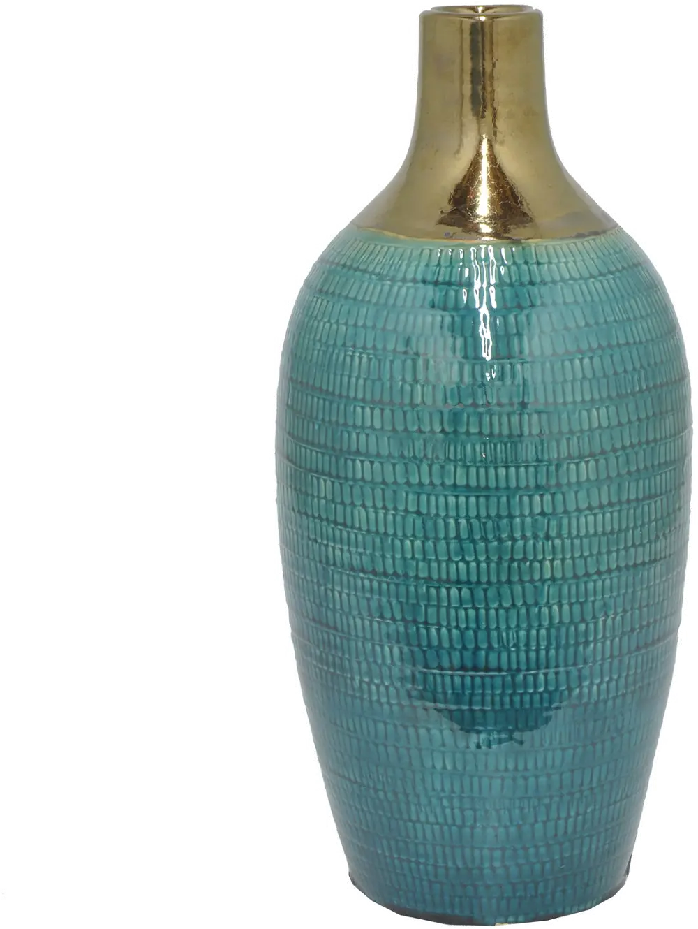17 Inch Turquoise and Gold Ceramic Vase-1