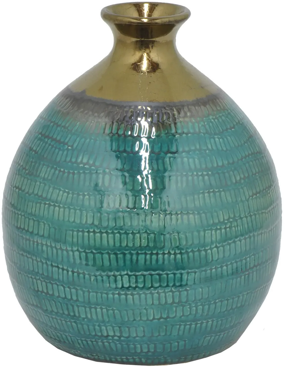 12 Inch Turquoise and Gold Ceramic Vase-1