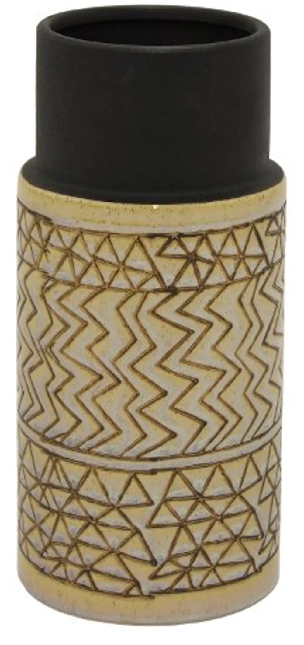 9 Inch Brown, Cream and Tan Ceramic Vase-1