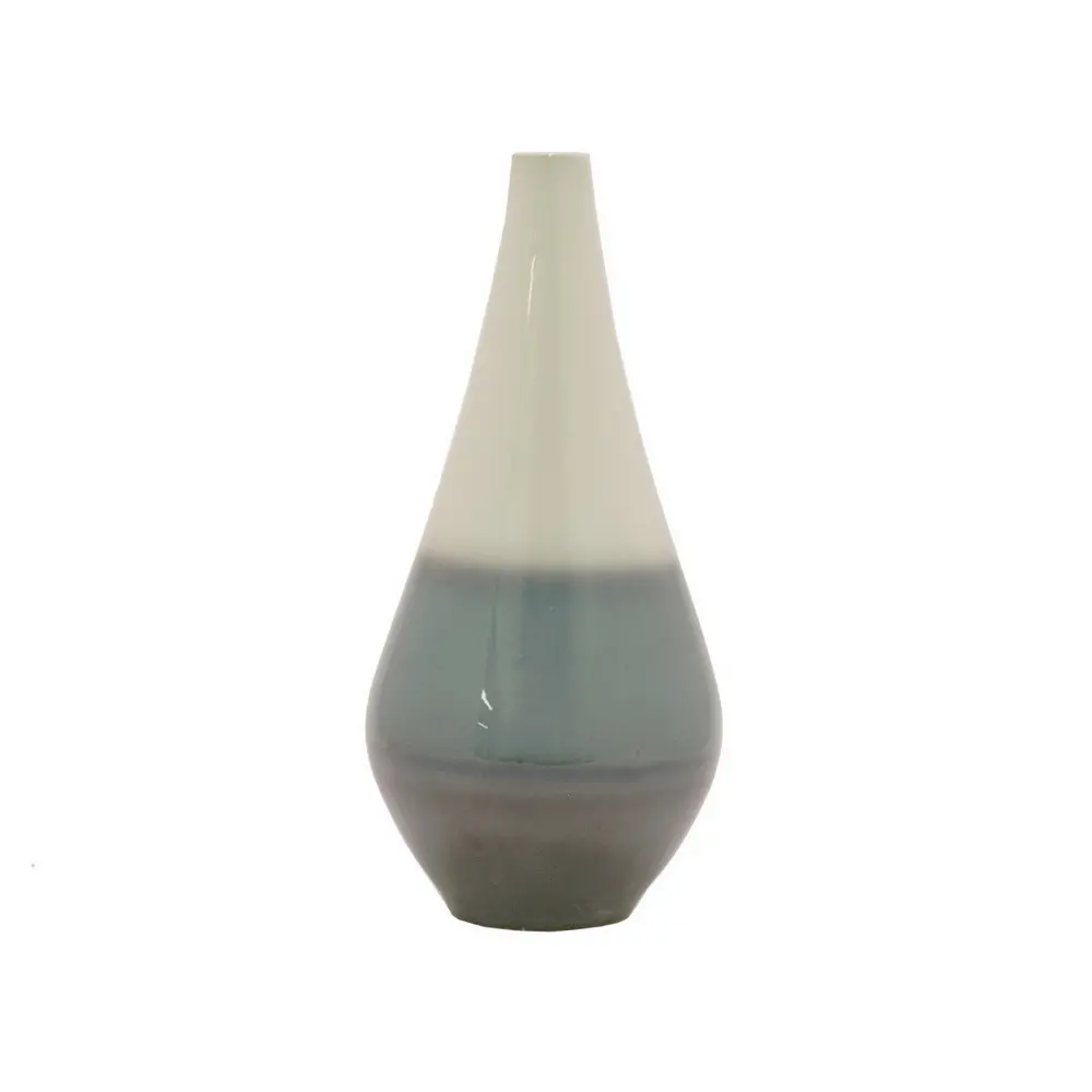 Cream, Blue and Gray Cone Vase-1