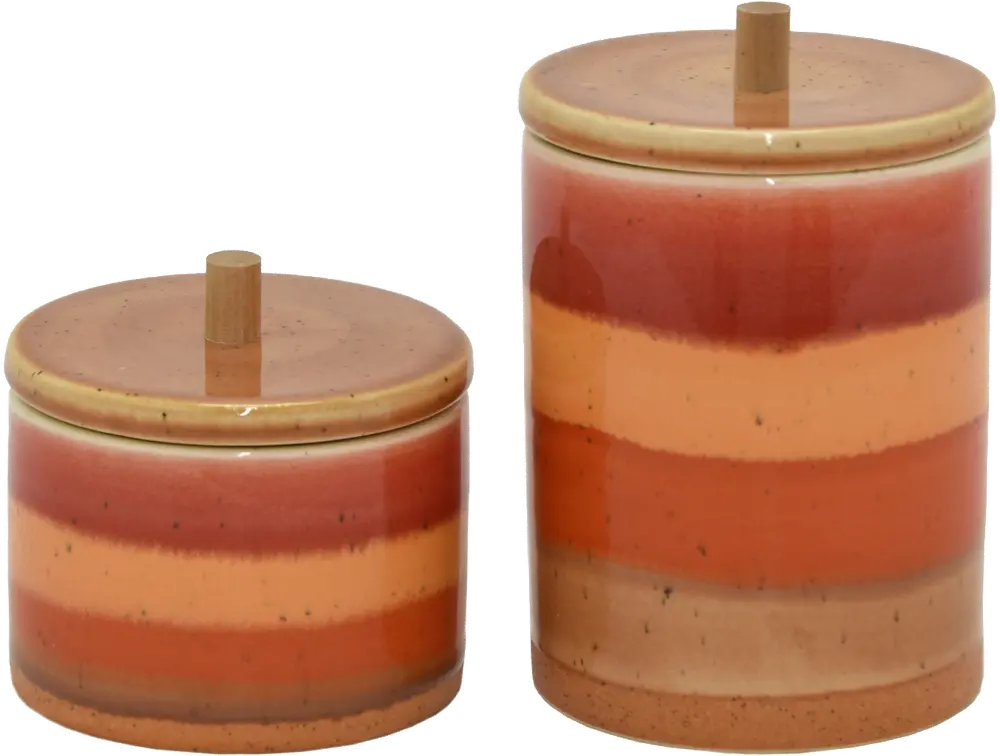 7 Inch Red and Orange Covered Ceramic Jar-1