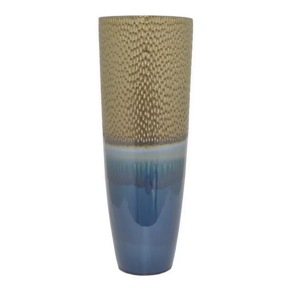 28 Inch Copper and Blue Ceramic Vase-1