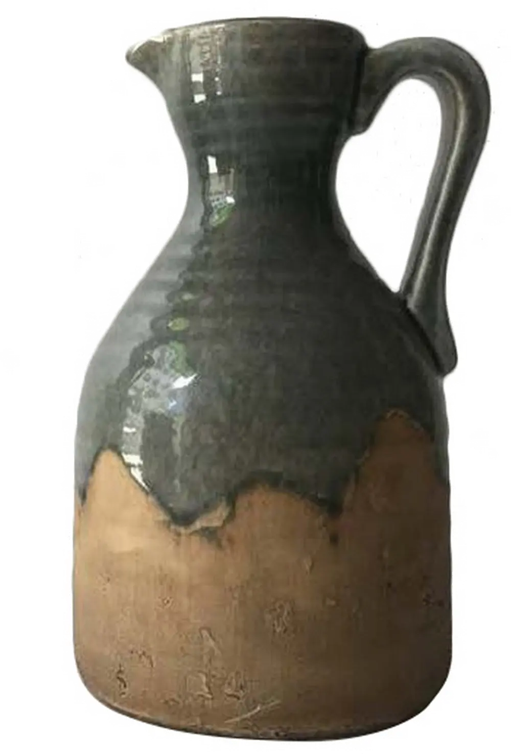 11 Inch Clay and Gray Ceramic Pitcher Vase with Handle-1