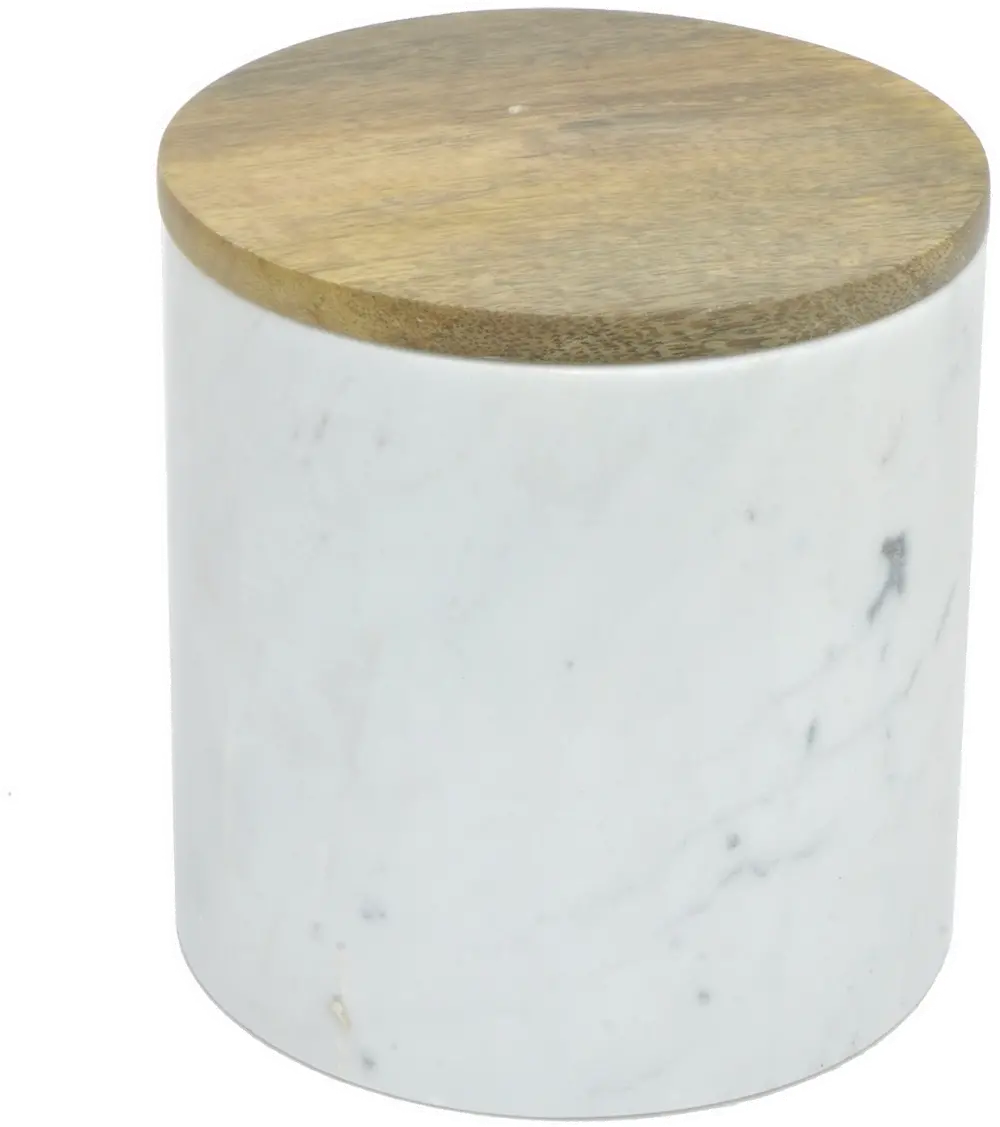 6.25 Inch Silver Marble Round Box with Wood Lid-1