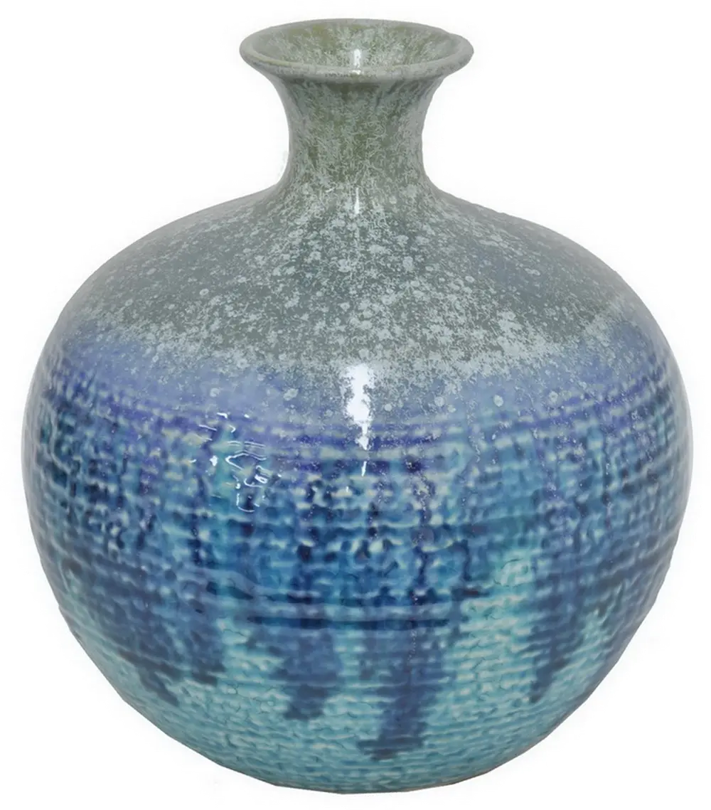 8 Inch Round Blue Ceramic Vase-1