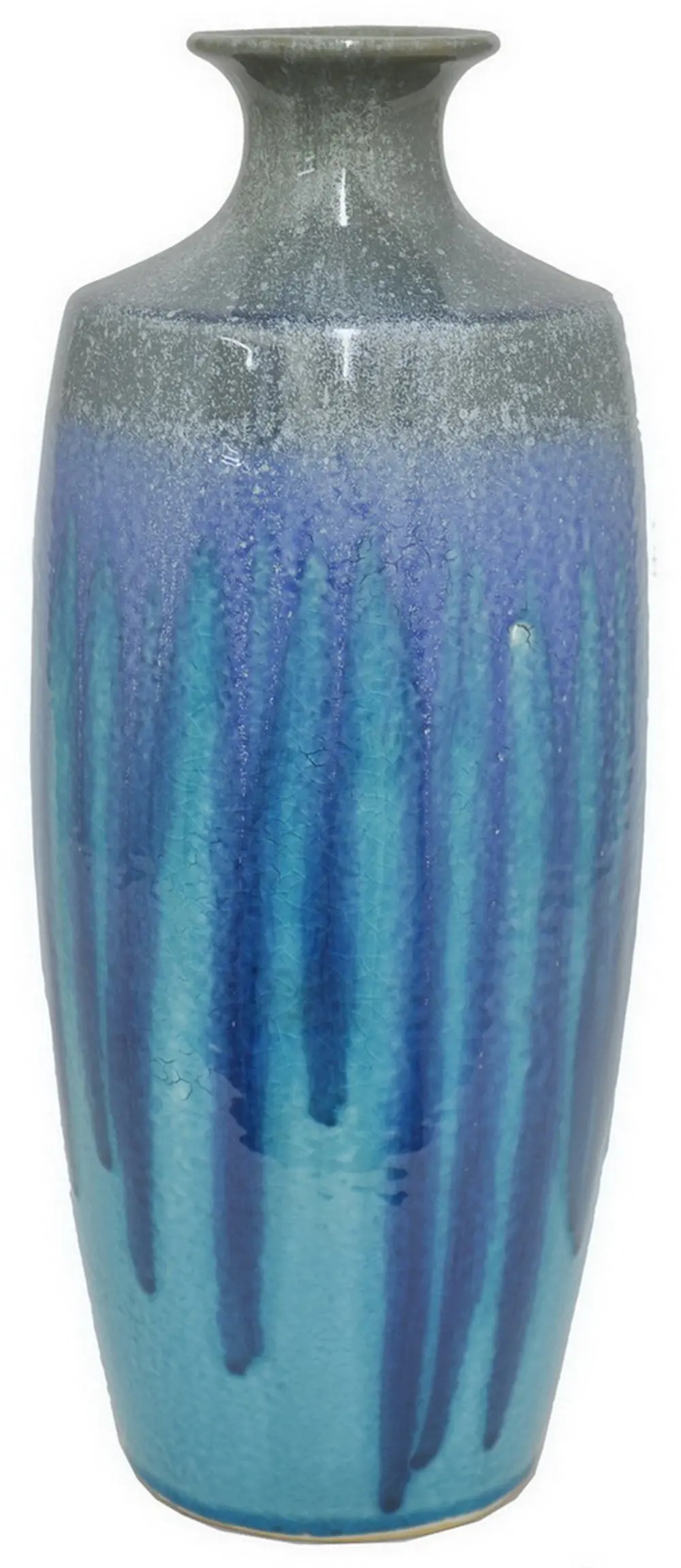 15 Inch Blue Drip Ceramic Vase-1