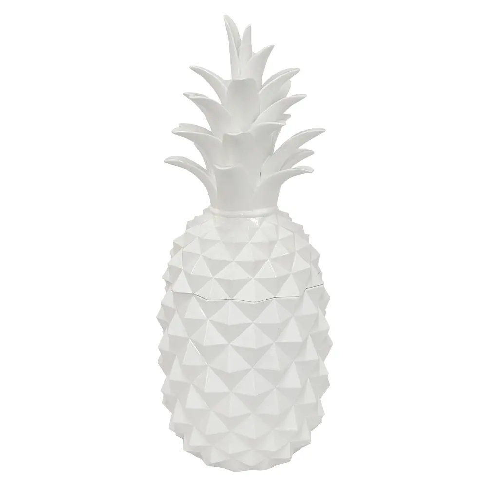 White Resin Pineapple Covered Jar-1