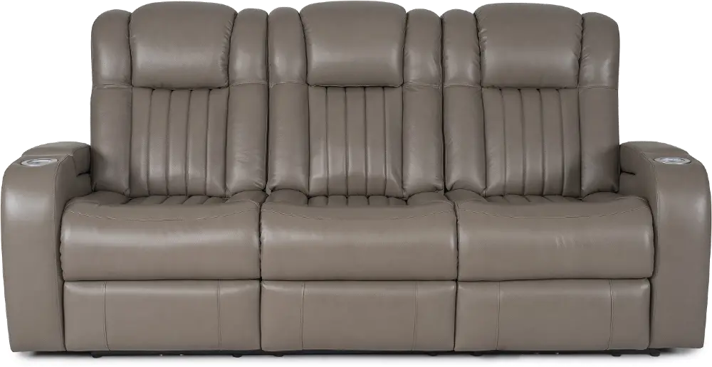 Genesis Gray Leather-Match Power Reclining Sofa - Transformer-1