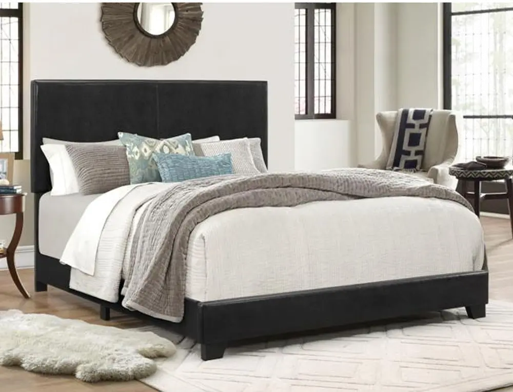 Contemporary Espresso Brown Upholstered Queen Bed - Erin-1