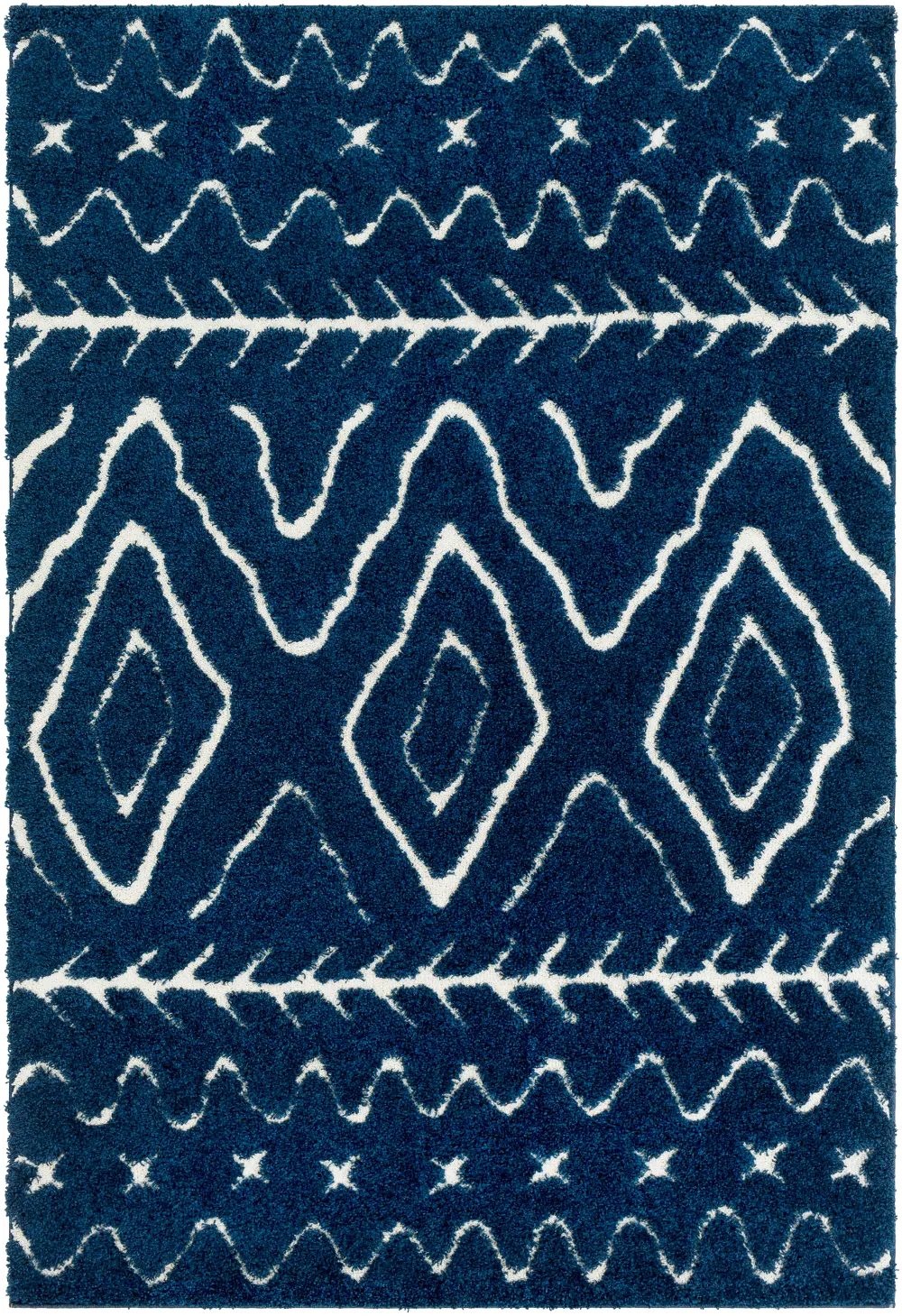 2 x 3 X-Small Navy Blue and Cream Area Rug - Cut and Loop-1