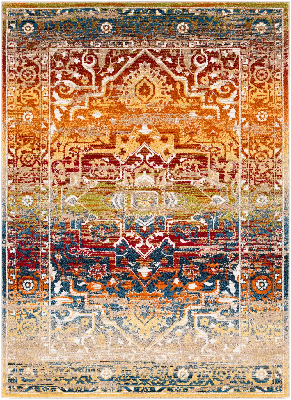 2 x 3 X-Small Traditional Red and Orange Area Rug - Serapi-1