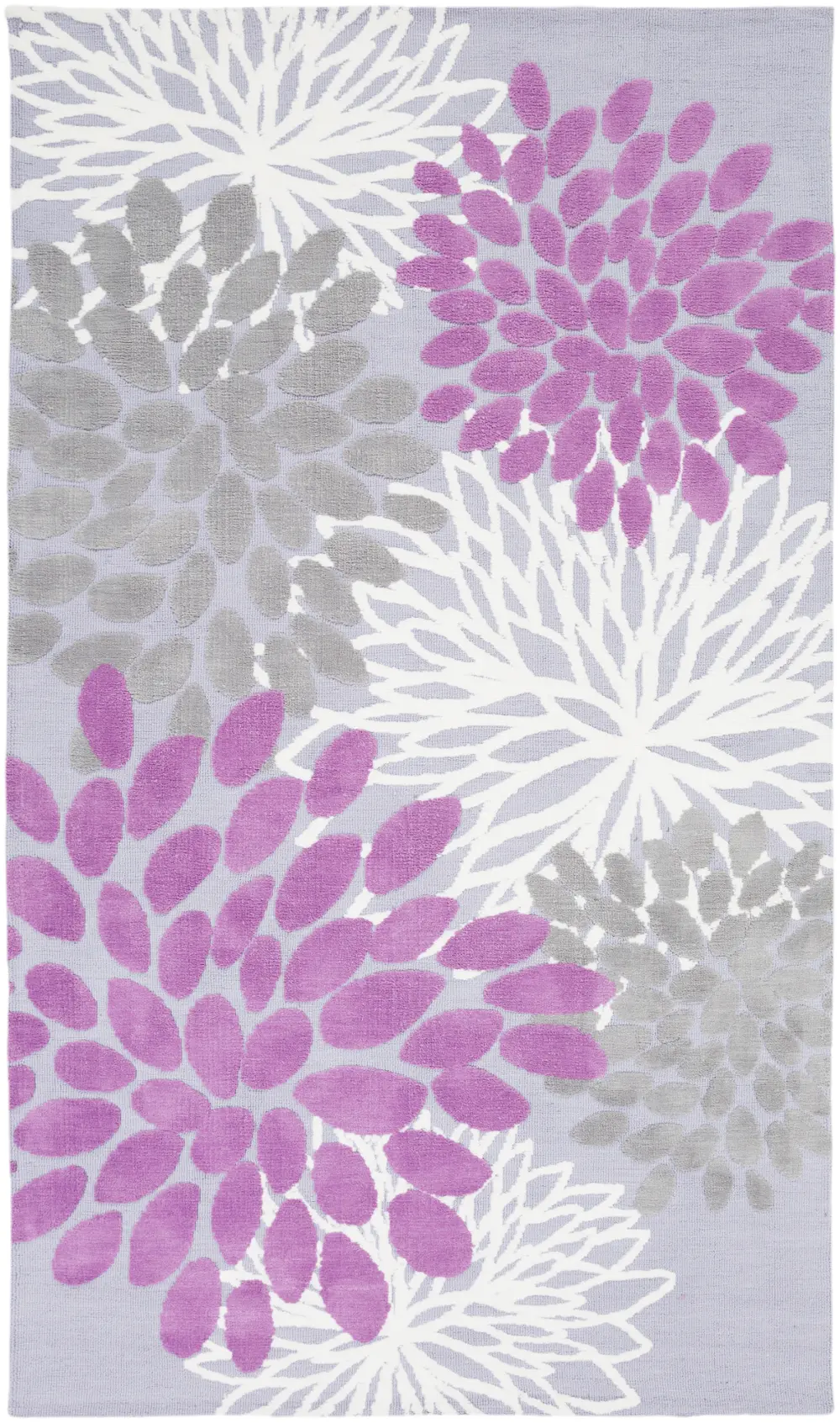 Floral Purple and Gray Kids 8 Foot Runner Rug - Abigail-1