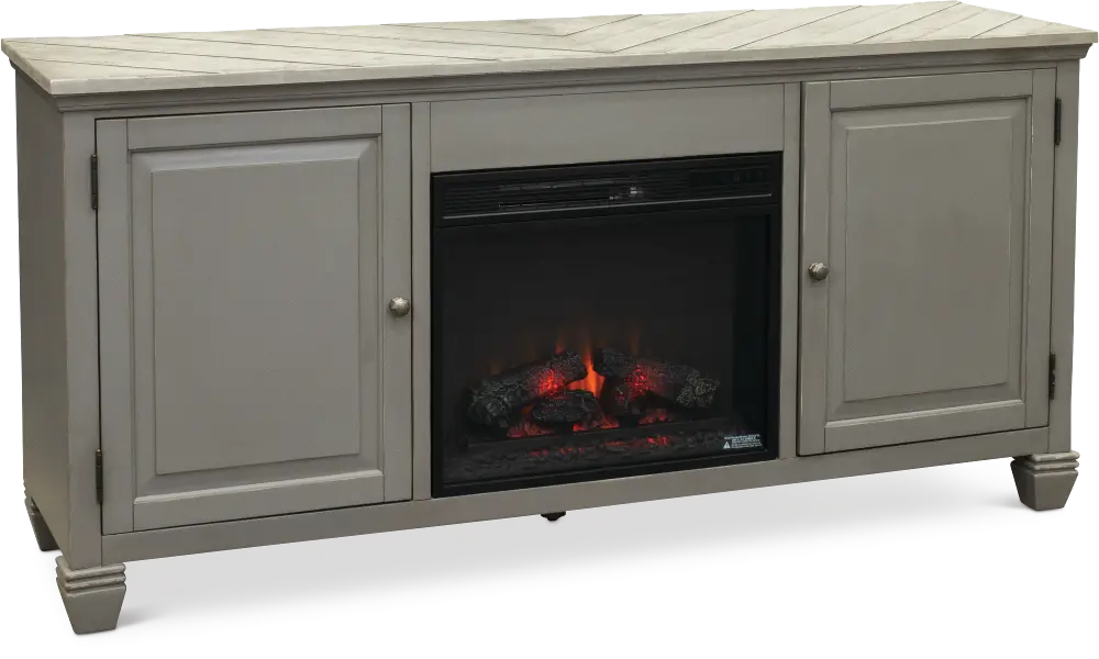 68 Inch Classic Modern Gray Fireplace TV Stand - Jordan-1