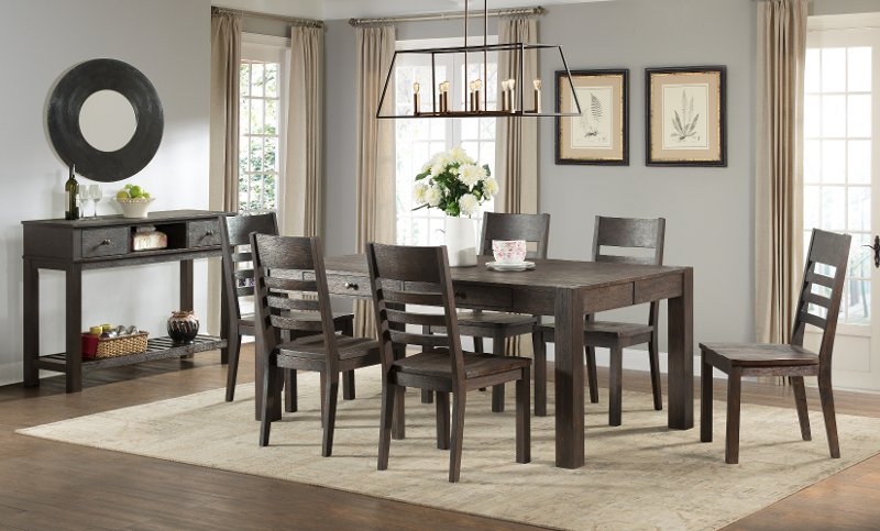 Brushed Cocoa Farmhouse Dining Table, Farmers Dining Table And Chairs
