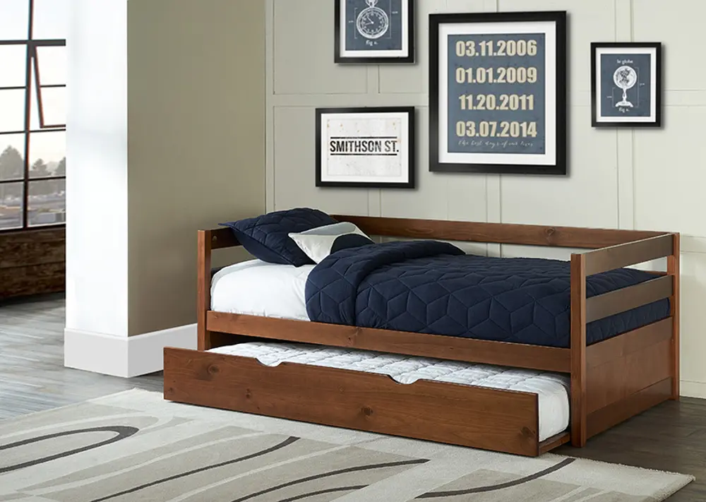 Classic Contemporary Walnut Daybed with Trundle - Caspian-1