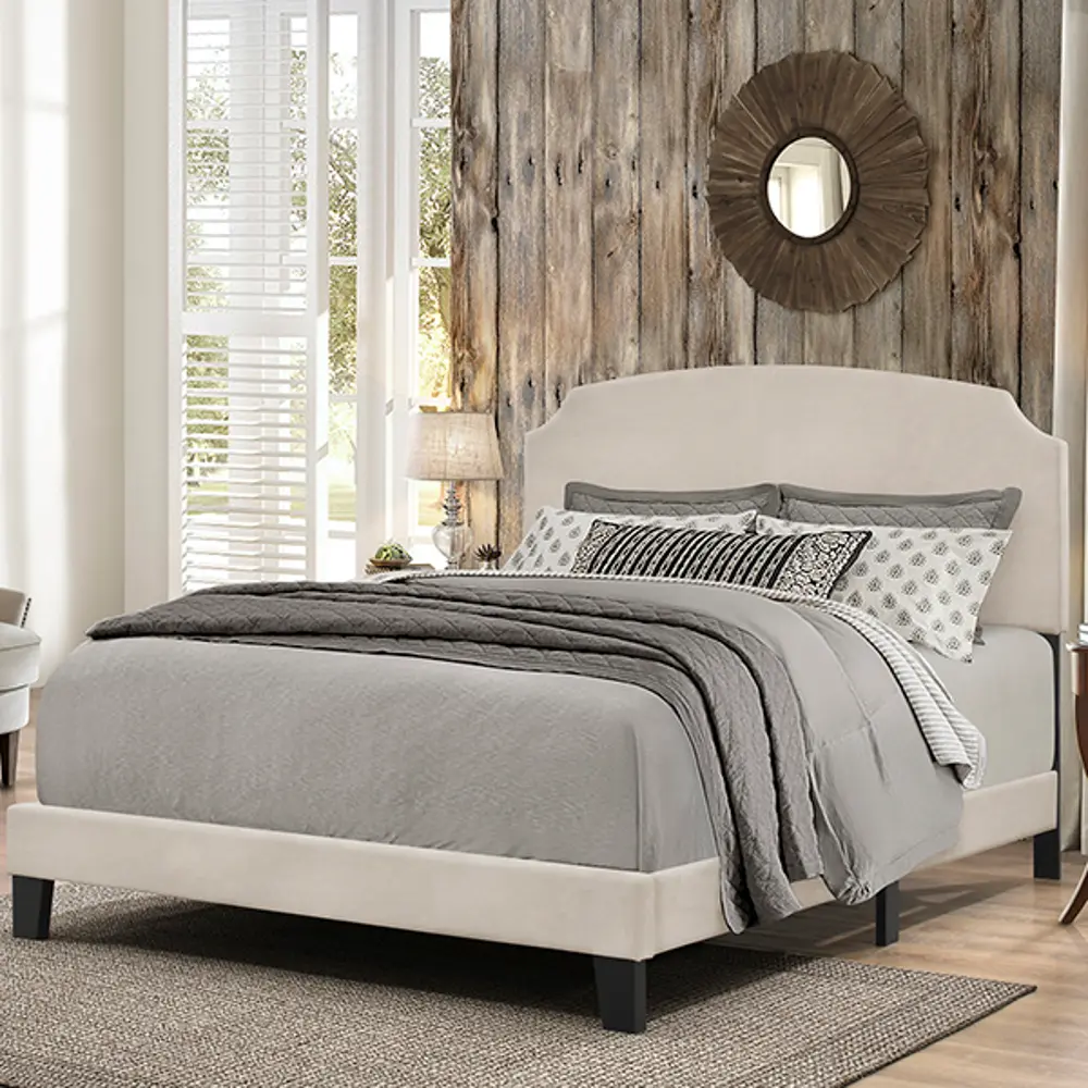 Casual Classic Fog Gray Queen Upholstered Bed - Desi-1