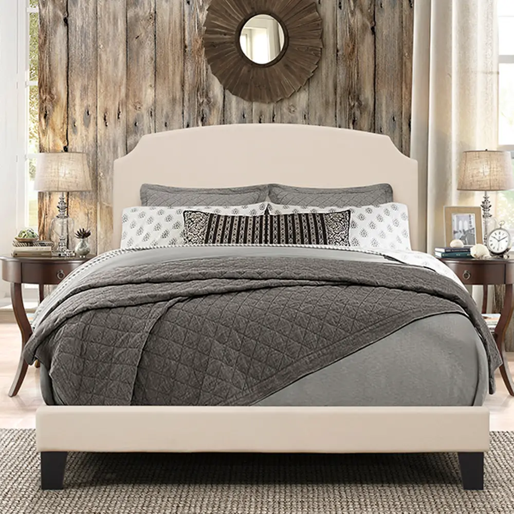 Casual Classic Linen Queen Upholstered Bed - Desi-1