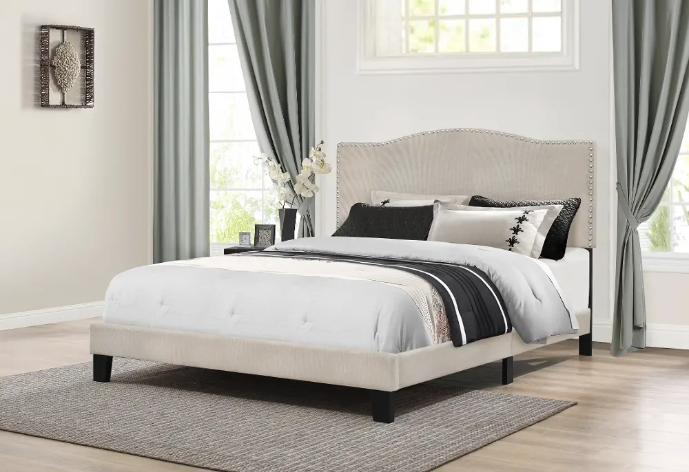 Kiley Fog Gray Queen Upholstered Bed-1