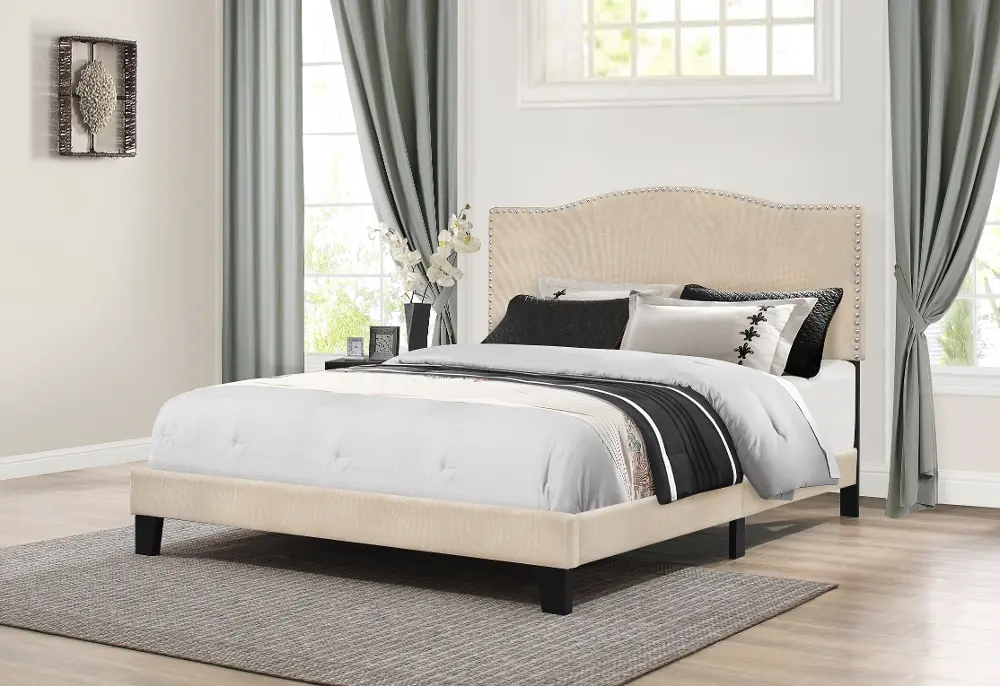 Kiley Linen Full Upholstered Bed-1