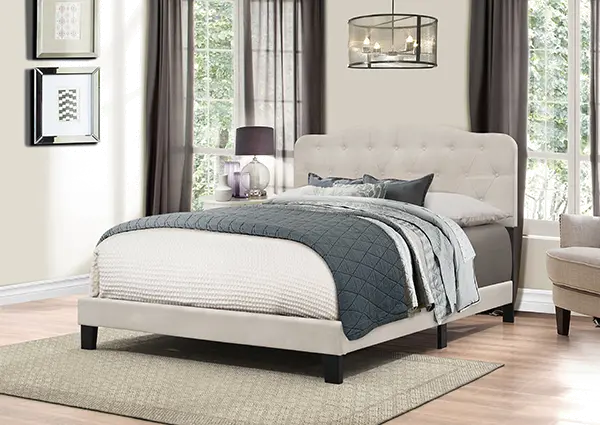 2010-501 Nicole Fog Gray Queen Upholstered Bed sku 2010-501