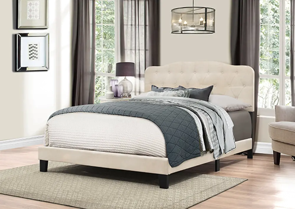 Nicole Linen King Upholstered Bed-1