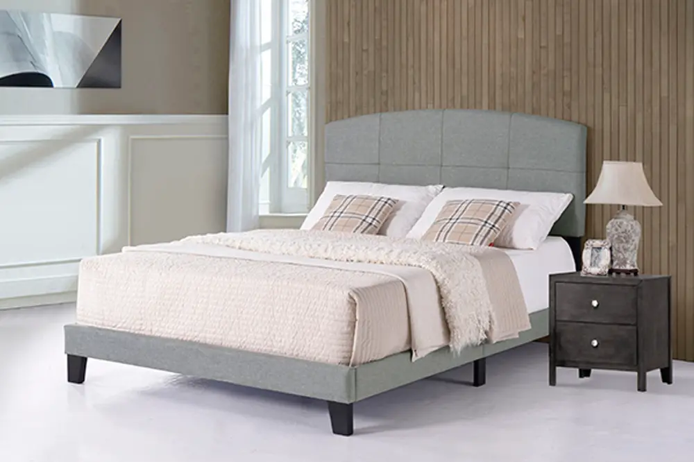 Contemporary Smoke Gray Queen Upholstered Bed - Southport-1