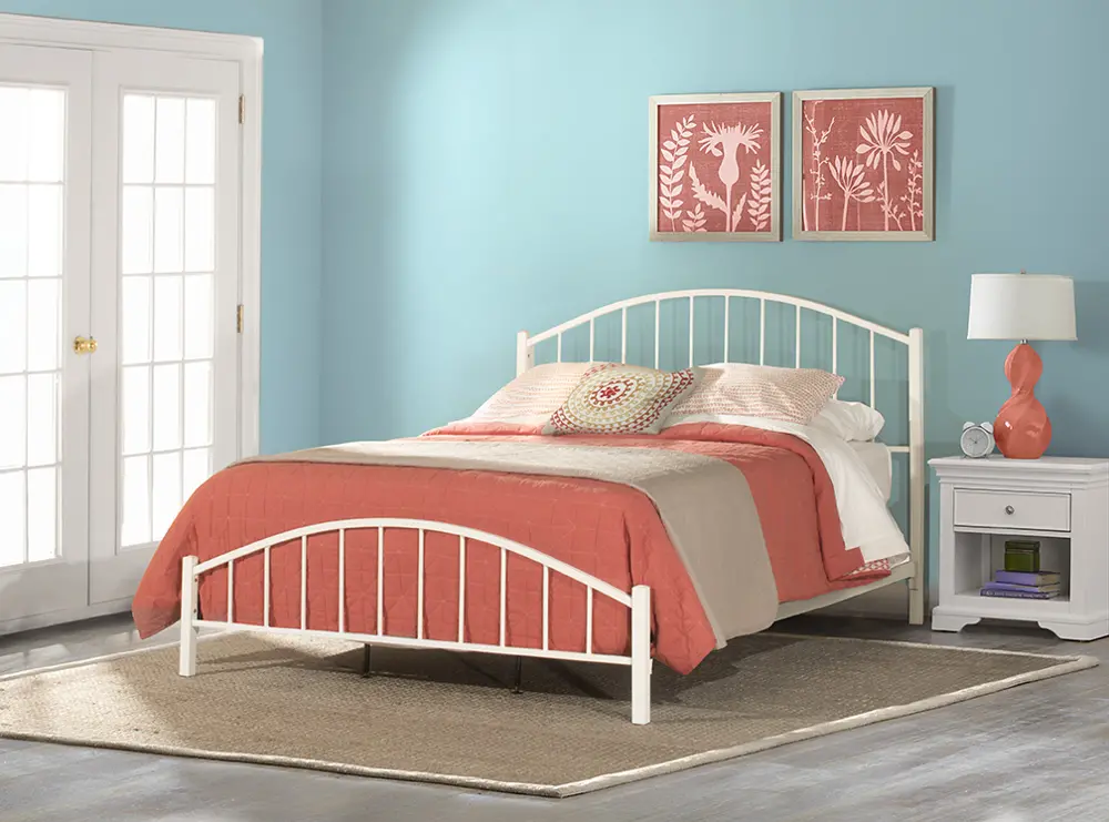 Classic Contemporary White Twin Metal Bed - Cottage-1