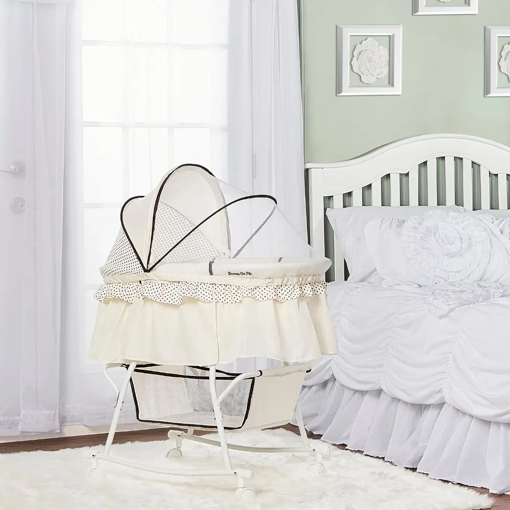 Cream Portable 2-in-1 Bassinet and Cradle - Lacy-1