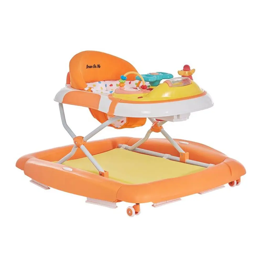 Orange and White 2-in-1 Crossover Musical Walker and Rocker-1