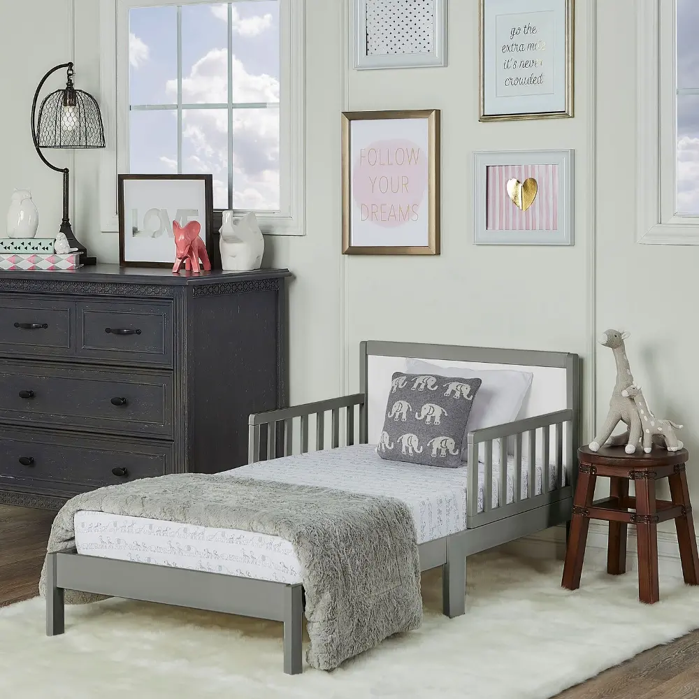 Steel Gray and White Toddler Bed - Brookside-1