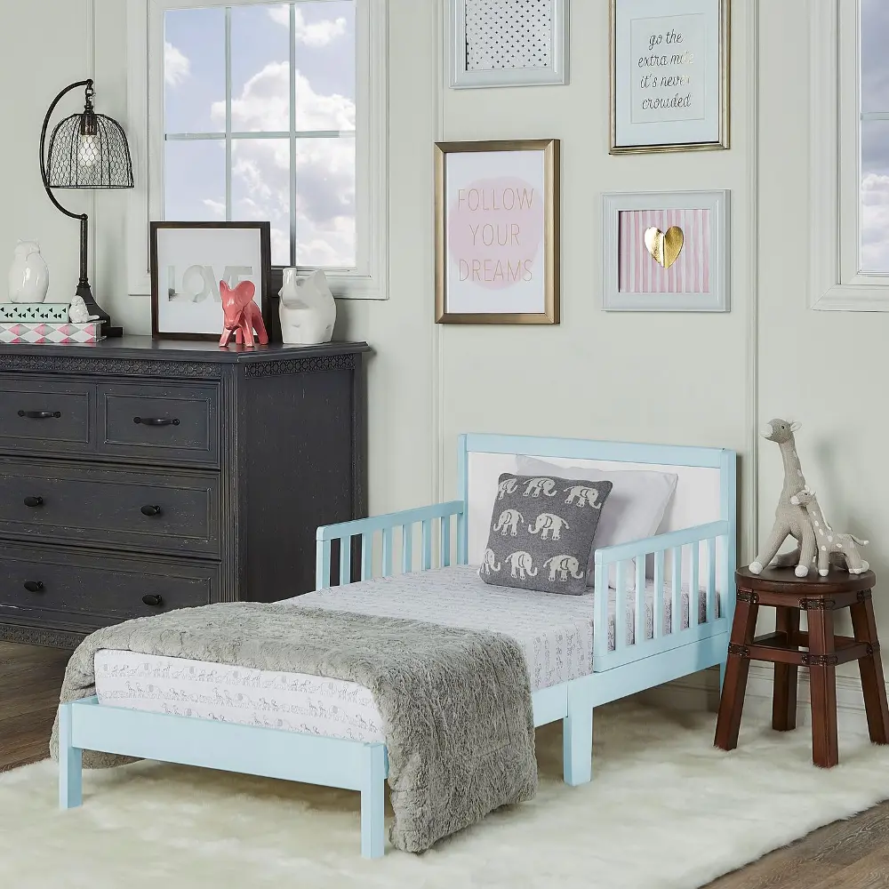 Sky Blue and White Toddler Bed - Brookside-1
