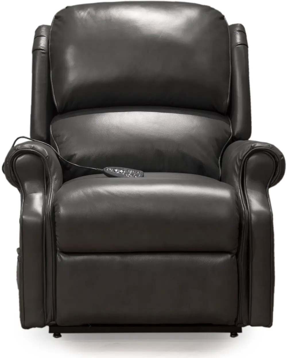 Smoke Gray Leather-Match Power Reclining Lift Chair - Palermo-1